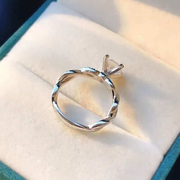 Moissanite Engagement Ring 2.25 CTW • Sterling Silver • Size  6 - Picture 3 of 8